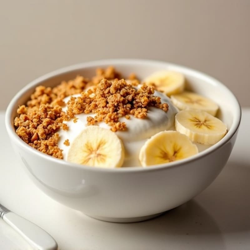 Crispy Granola Bowl with Fresh Banana and Creamy Yogurt