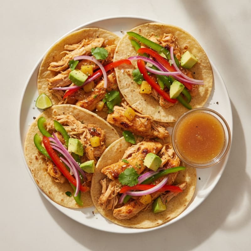 Slow Cooker Pineapple Garlic Chicken Tacos