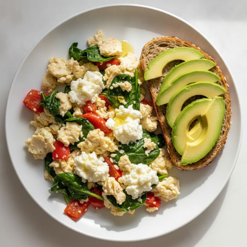 Egg White Vegetable Scramble with Cottage Cheese