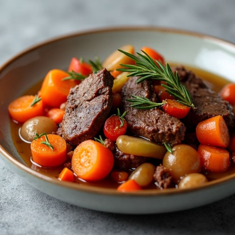 Slow-Cooked Beef with Red Wine and Hearty Vegetables