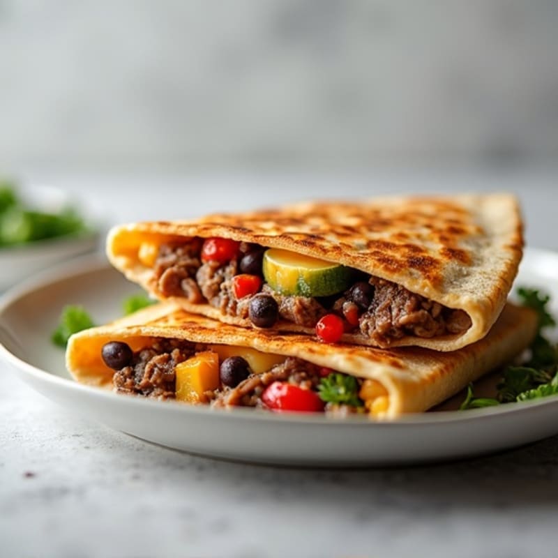 Steak and Roasted Vegetable Crispy Quesadillas