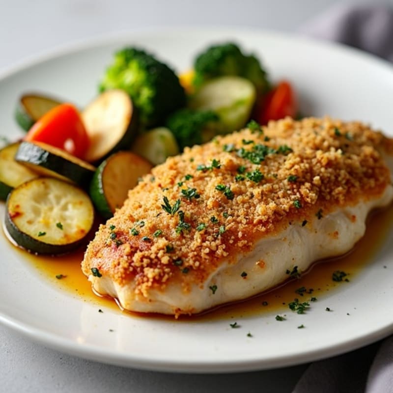 Herb-Crusted Pan Seared Chicken with Roasted Vegetables