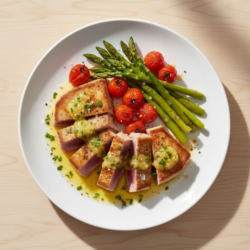 Golden Pan-Seared Tuna with Zesty Lemon