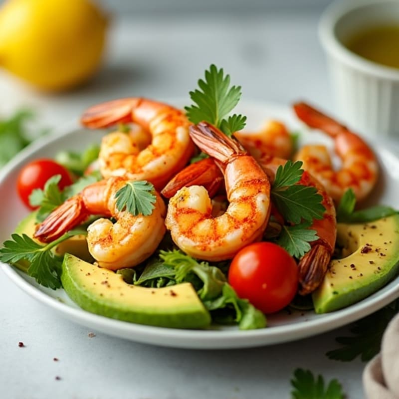 Citrus-Garlic Grilled Shrimp with Fresh Avocado Tomato Salad