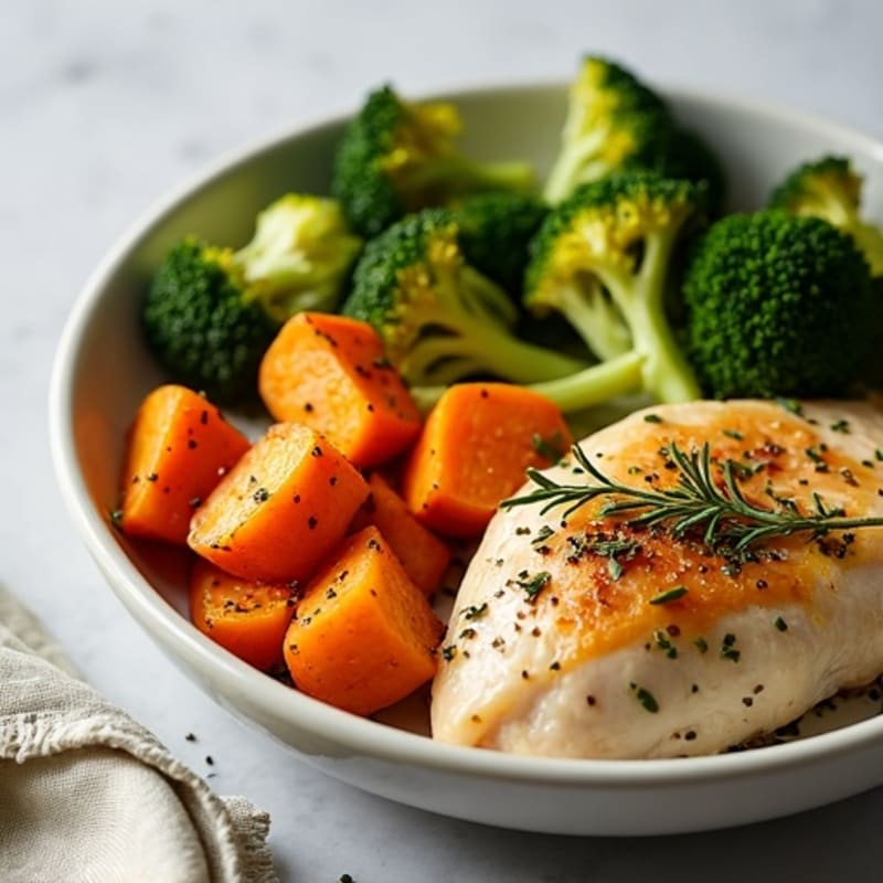 Sheet Pan Lemon Herb Chicken with Roasted Broccoli and Sweet Potatoes