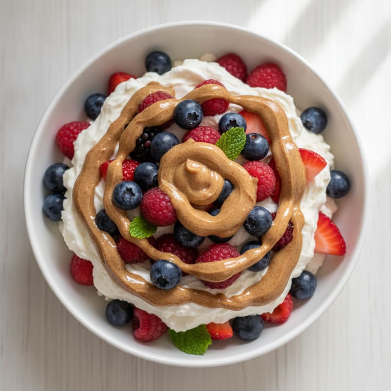 Greek Yogurt Protein Parfait with Mixed Berries and Almond Butter