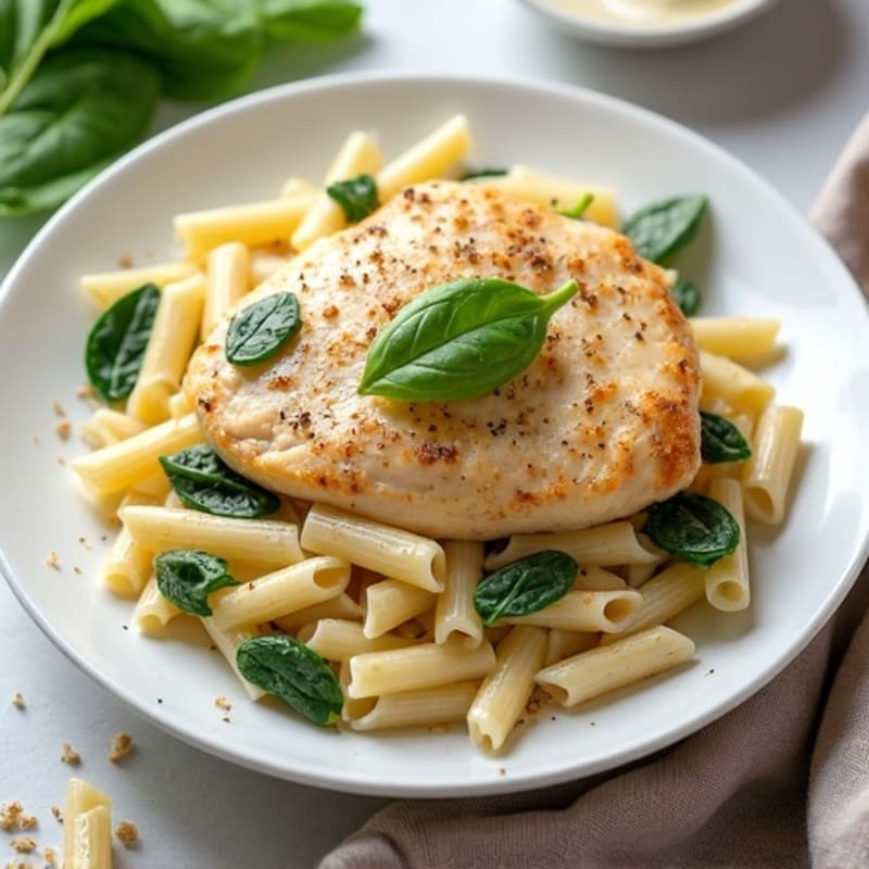 Healthy Creamy Chicken Alfredo Pasta