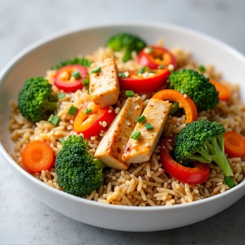 Healthy Chicken and Veggie Stir-Fried Brown Rice