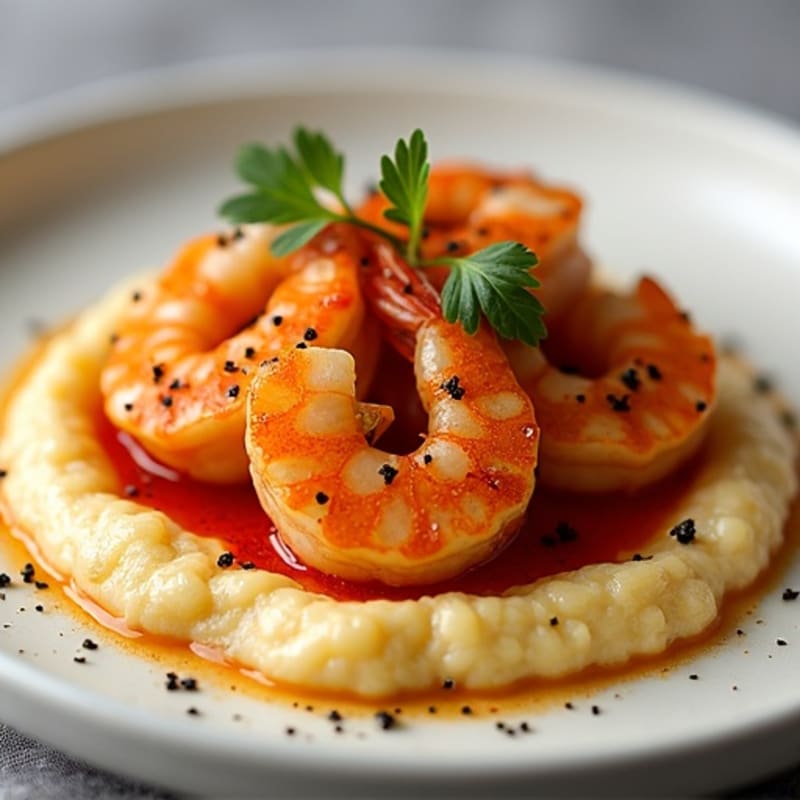 Spicy Pan-Seared Shrimp with Creamy Grits