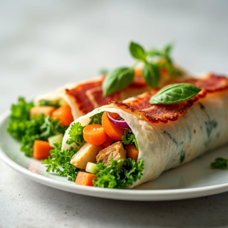 Crispy Bacon Rice Paper Rolls with Fresh Herbs