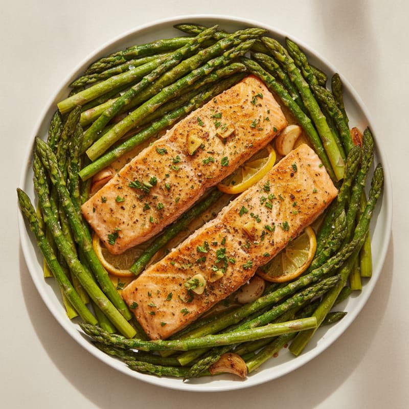 Garlic-Herb Roasted Salmon with Asparagus