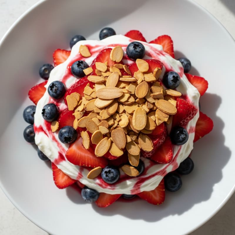 Greek Yogurt Protein Parfait with Berries and Almonds