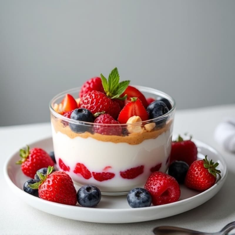 Greek Yogurt Protein Parfait with Mixed Berries and Almond Butter
