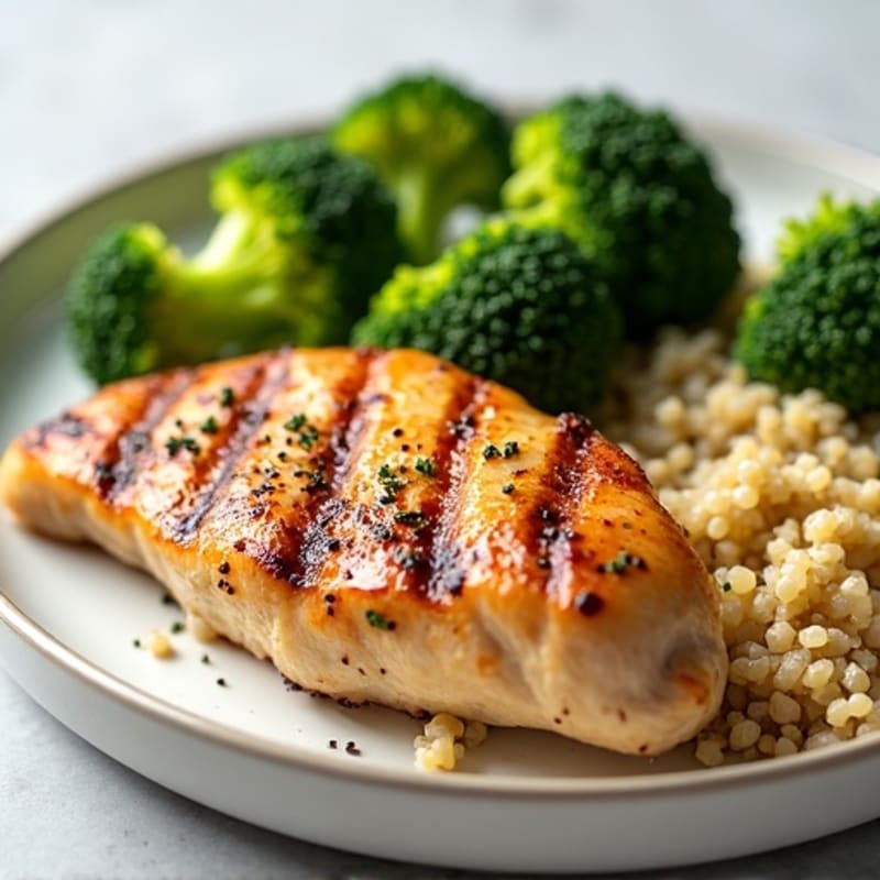 Grilled Chicken Breast with Quinoa and Steamed Broccoli