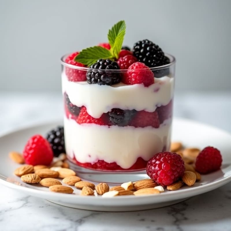 Greek Yogurt Protein Parfait with Mixed Berries and Almonds