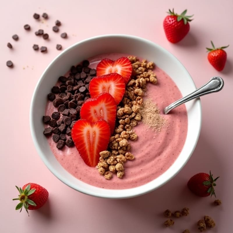Greek Yogurt Strawberry Protein Smoothie Bowl with Crunchy Granola