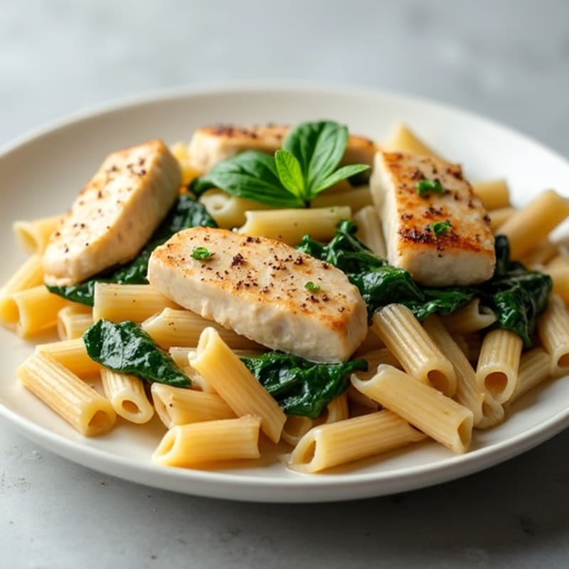 Creamy Chicken and Spinach Whole Wheat Pasta