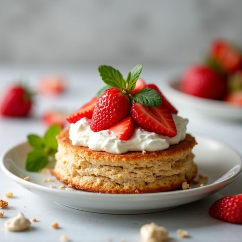 Protein Biscuit with Fresh Strawberries and Creamy Whipped Cottage Cheese