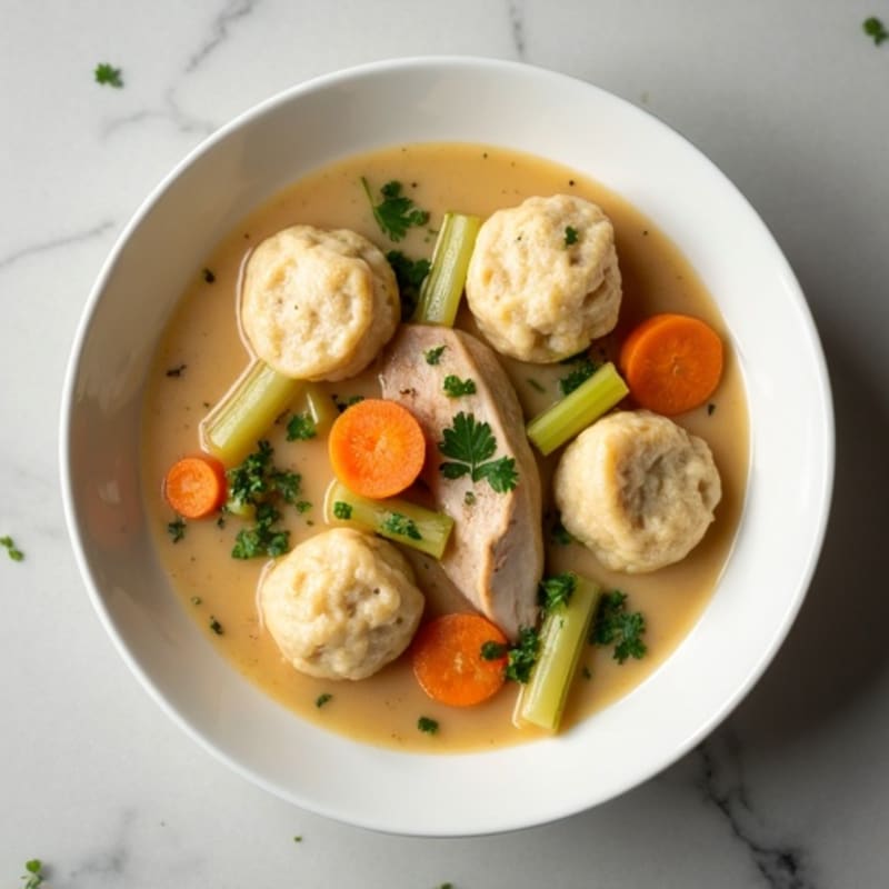 Creamy Chicken and Vegetable Stew with Fluffy Dumplings