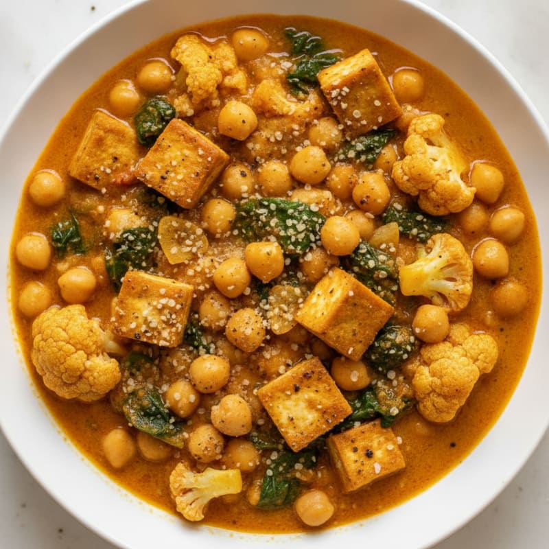Protein-Packed Chickpea and Tofu Vegetable Curry