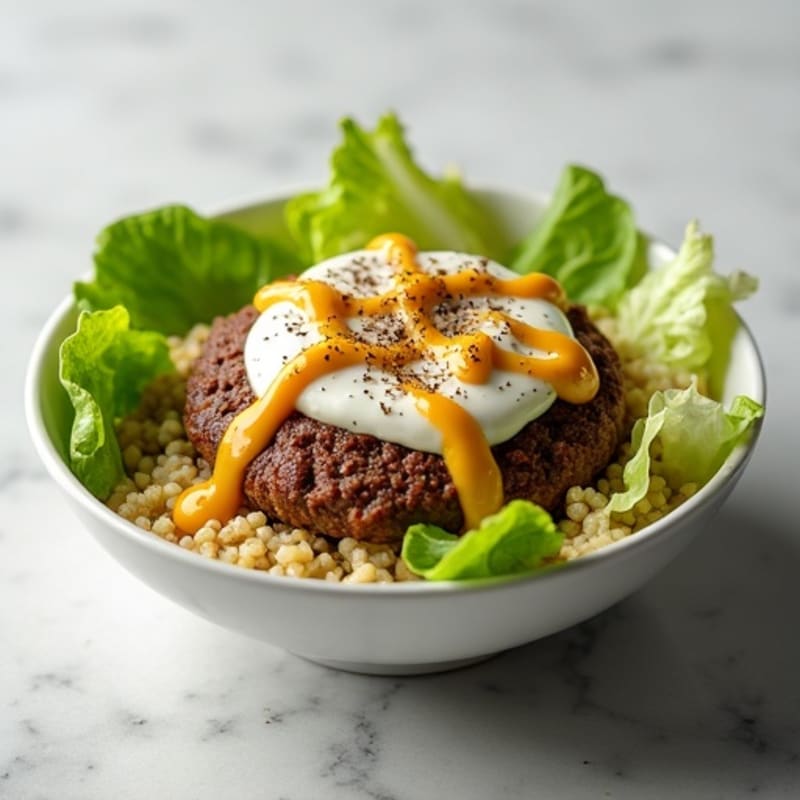 Lean Ground Beef Burger Bowl with Creamy Special Sauce and Crispy Lettuce