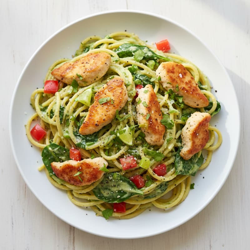 Creamy Zesty Green Chili Spaghetti