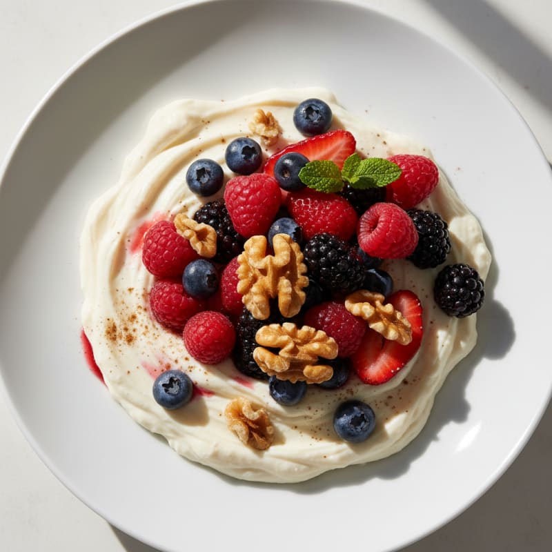 Silky Greek Yogurt Protein Pudding with Mixed Berries