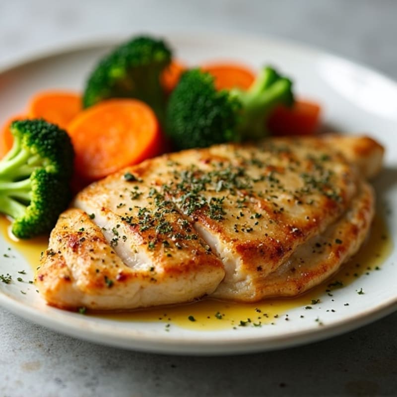 Herb-Crusted Pan Seared Chicken with Roasted Vegetables