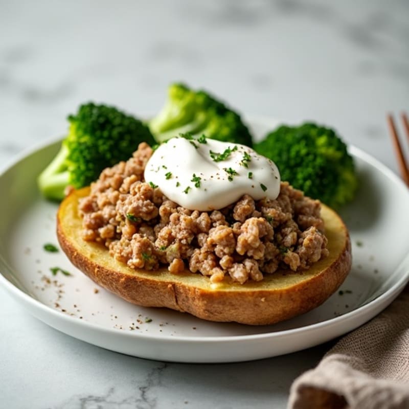 Baked Potato with Lean Turkey, Broccoli, and Creamy Greek Yogurt