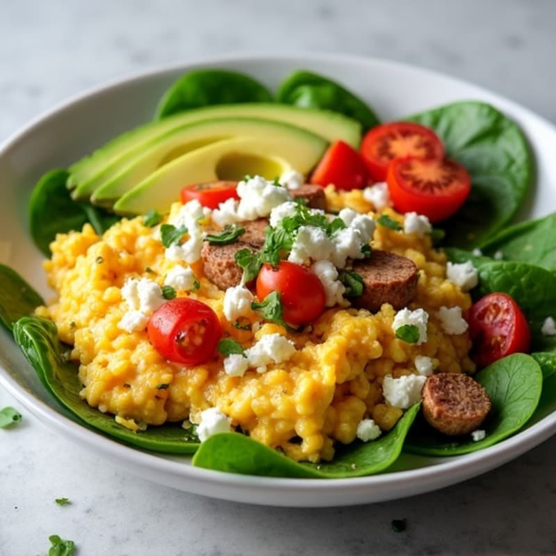 Egg White and Turkey Sausage Scramble with Spinach