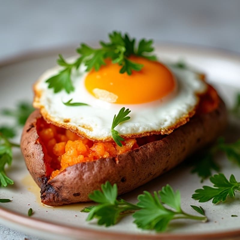 Crispy-Skinned Sweet Potato with Greek Yogurt and Herbs