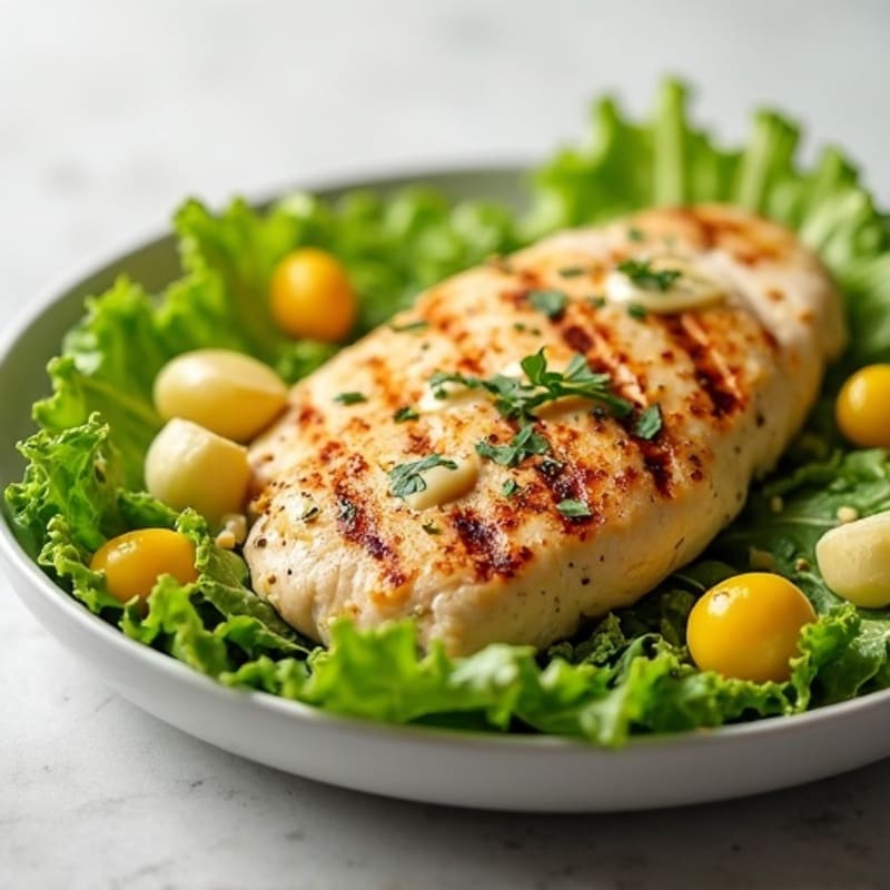 Grilled Chicken Breast with Crisp Romaine and Lemon-Tahini Dressing