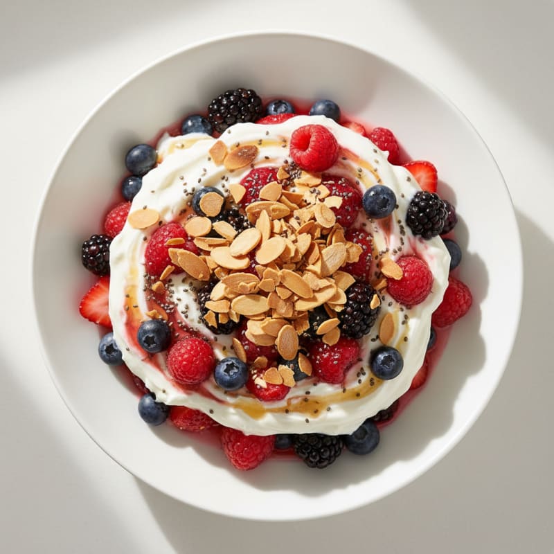 Greek Yogurt Protein Parfait with Mixed Berries