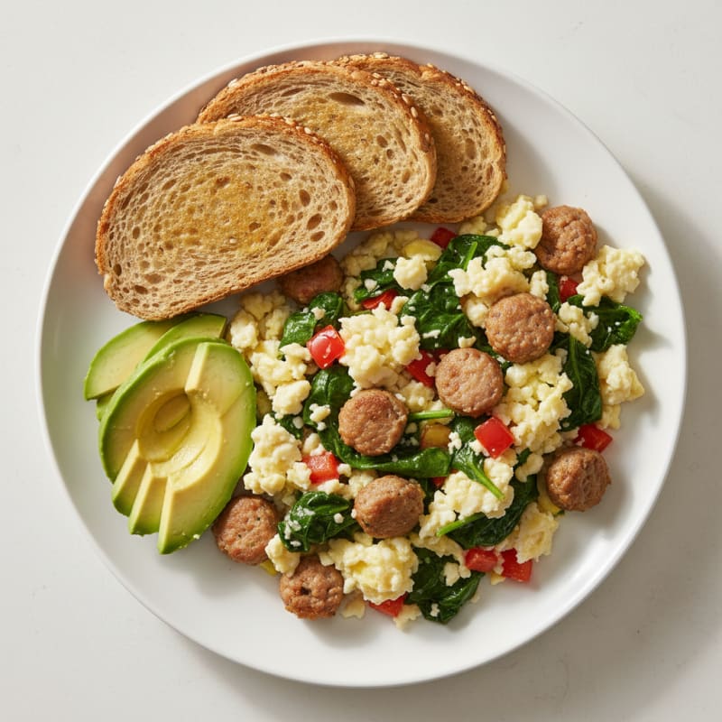 Egg White Veggie Scramble with Turkey Sausage