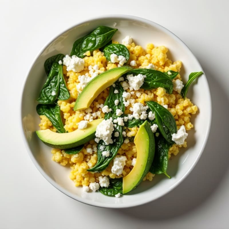 Egg White and Spinach Scramble with Cottage Cheese