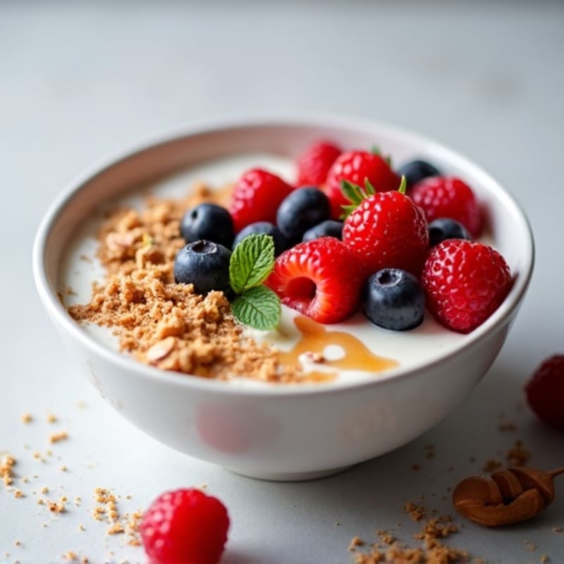Greek Yogurt Protein Bowl with Mixed Berries and Almond Butter