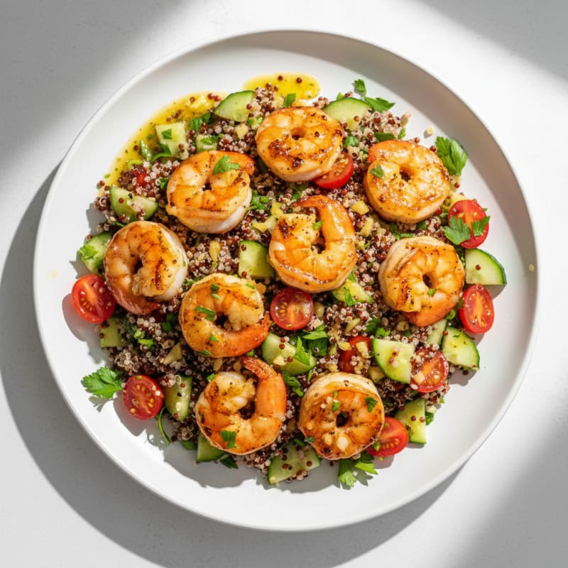 Grilled Shrimp and Quinoa Salad with Lemon Vinaigrette