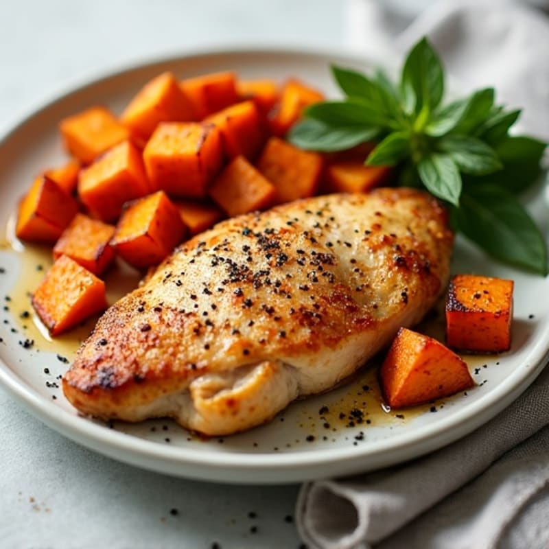 Sheet Pan Roasted Chicken and Sweet Potatoes