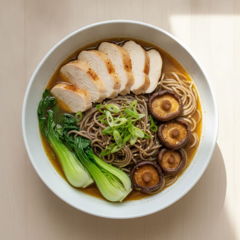 Mushroom and Bok Choy Noodle Soup