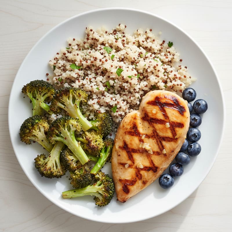 Grilled Chicken Breast with Roasted Broccoli and Quinoa