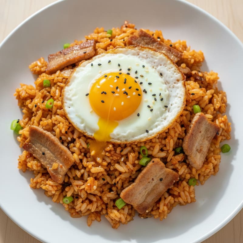 Kimchi Fried Rice with Pork Belly