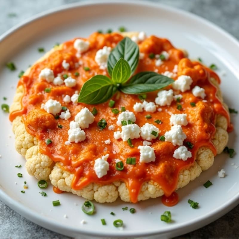 Crispy Cauliflower Crust Buffalo Chicken Pizza