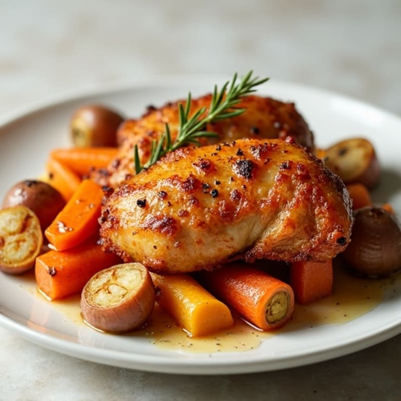 Crispy Baked Chicken with Roasted Root Vegetables