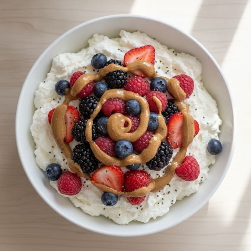 Greek Yogurt Protein Mousse with Mixed Berries
