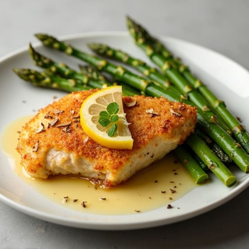 Crispy Lemon-Garlic Chicken with Roasted Asparagus