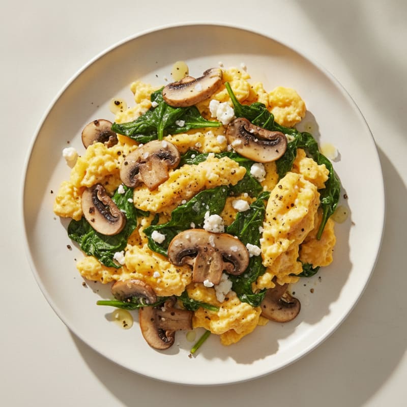 Eggs with Sautéed Spinach and Mushrooms