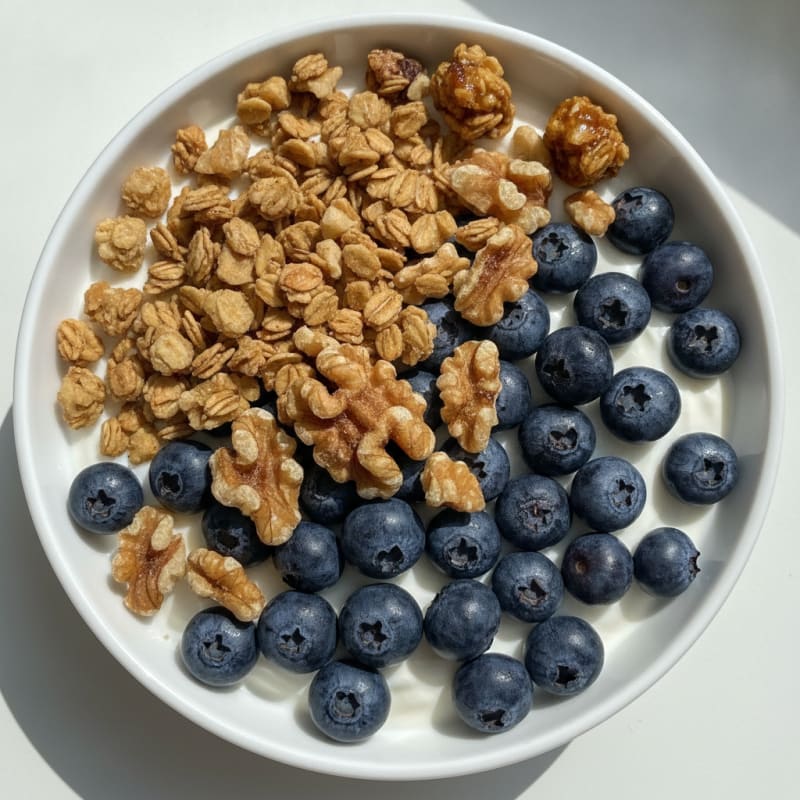Greek Yogurt Parfait with Blueberries Walnuts and Gluten-Free Granola