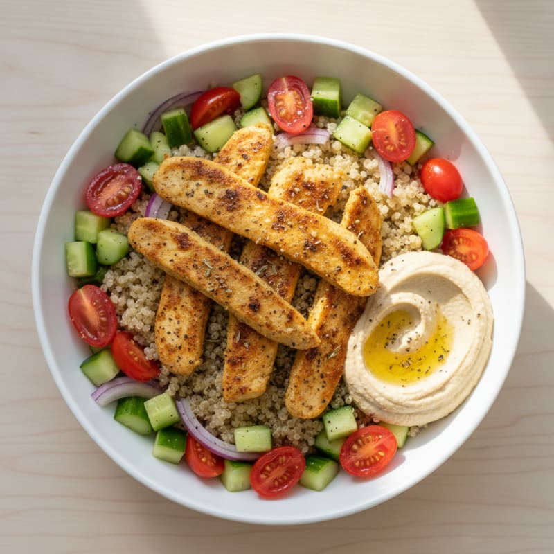 Mediterranean Plant-Based Chicken Bowl