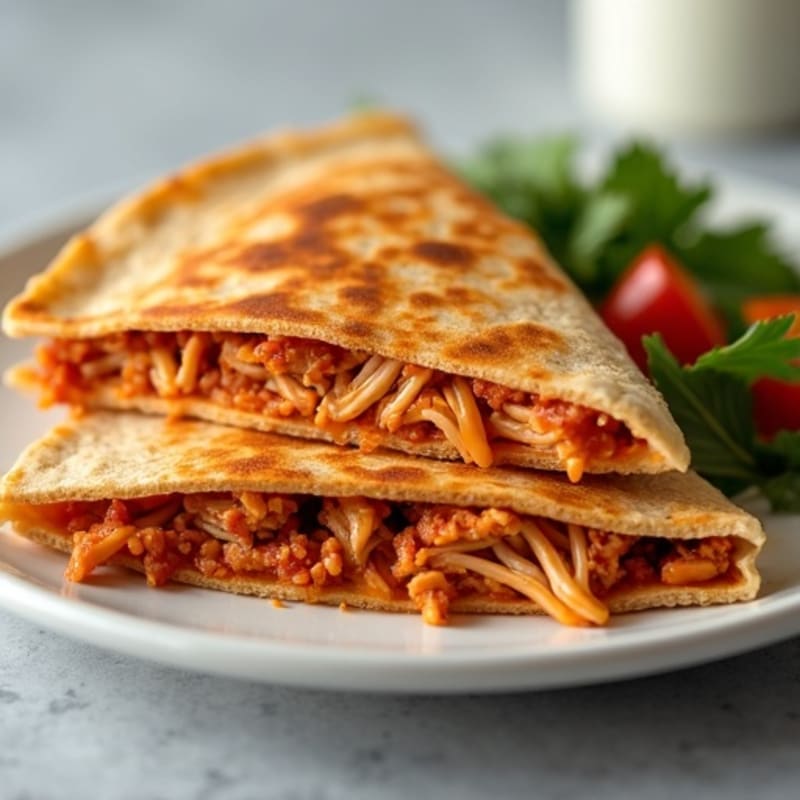 Shredded BBQ Chicken Crispy Whole Wheat Quesadilla