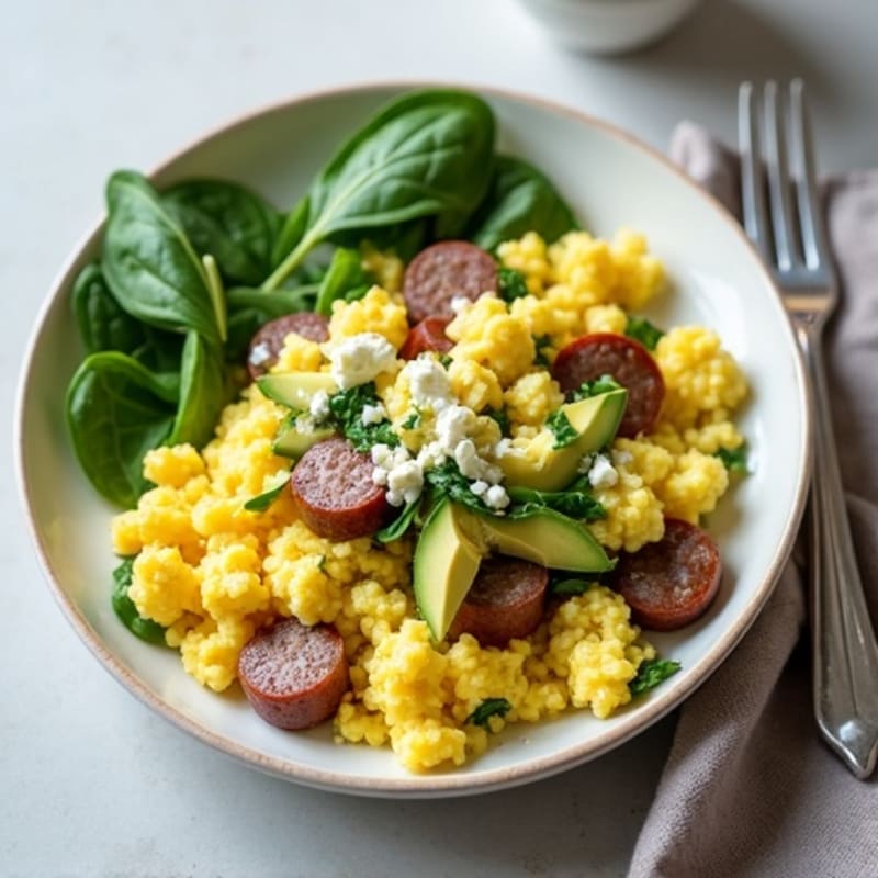 Egg White Scramble with Spinach and Turkey Sausage